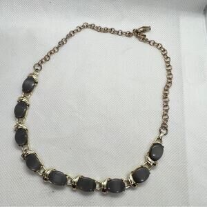 Gray Thermoset Gold Tone Necklace Vintage 1940s-1950s Classic Timeless Elegant